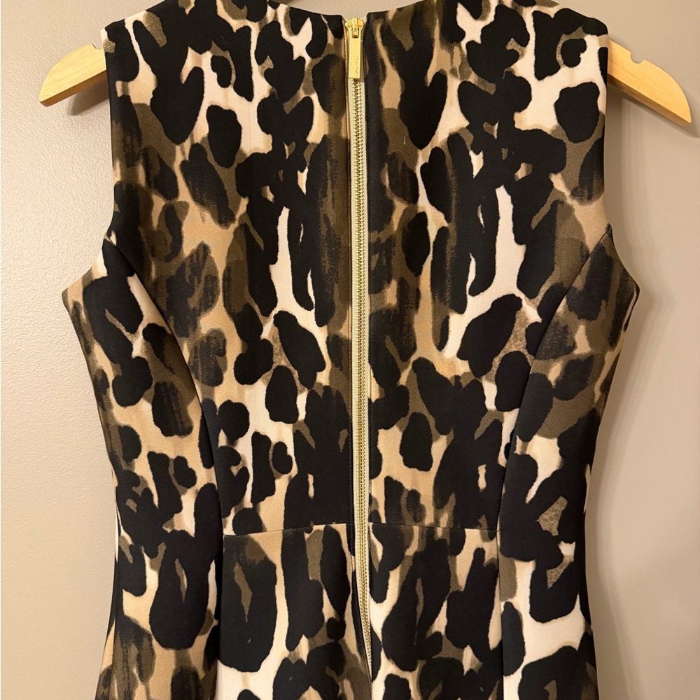 CALVIN KLEIN Ombre Leopard Neoprene Slimming Sheath Dress Sz 4 Animal Print - Picture 5 of 8